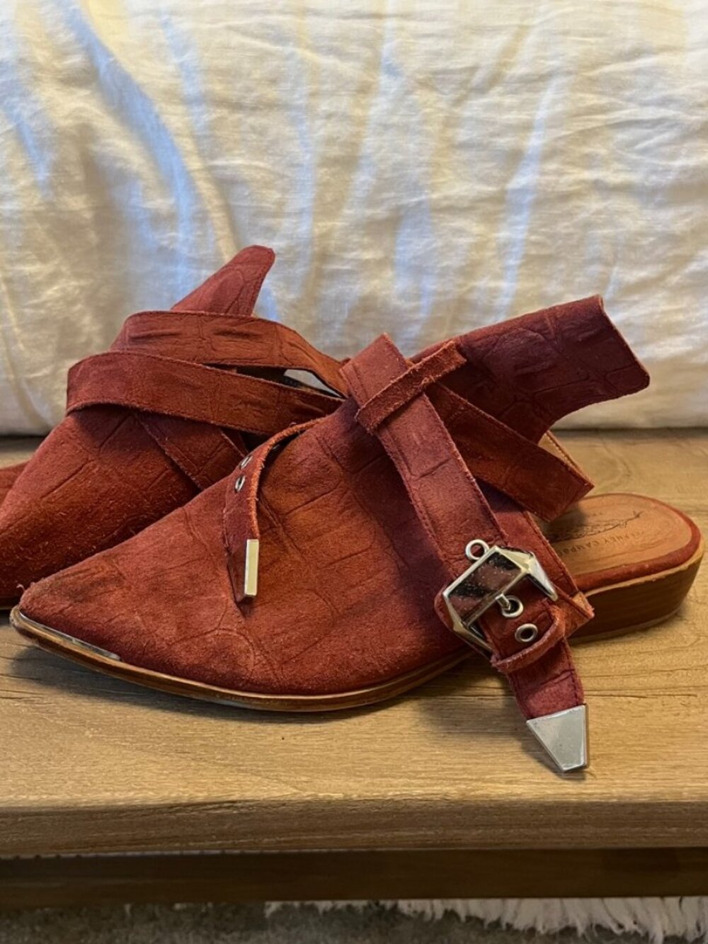 Jeffrey Campbell "Flat Road" Red Leather Booties - Picture 2 of 8